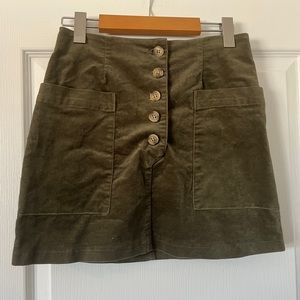 LAST CHANCE Green velvet button up skirt.